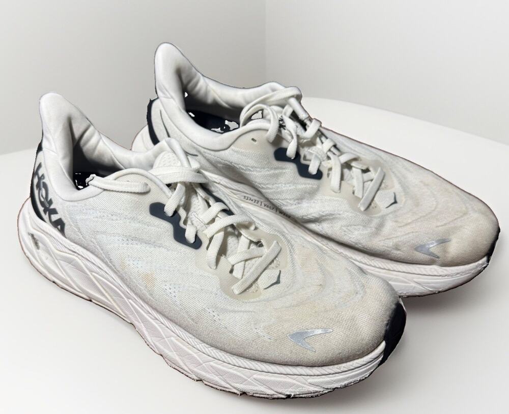 Hoka One One Mens Arahi 6 1123194 BDBSW White Running Shoes Sneakers Size 9.5 D